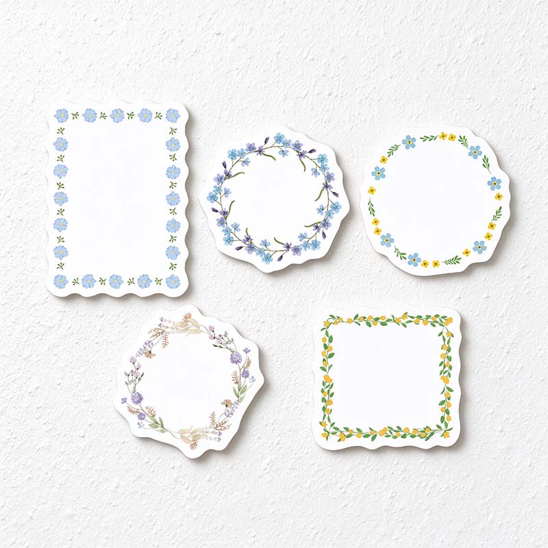 CouldNook Floral Memo Paper Pack - Shaped Borders And Embossed Texture