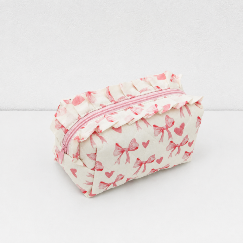 CouldNook Quilted Cosmetic Bag - Bow Print and Top Handles
