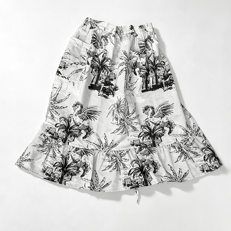 CouldNook Monochrome Toile Apron - Dramatic Ruffle Kitchen Panel