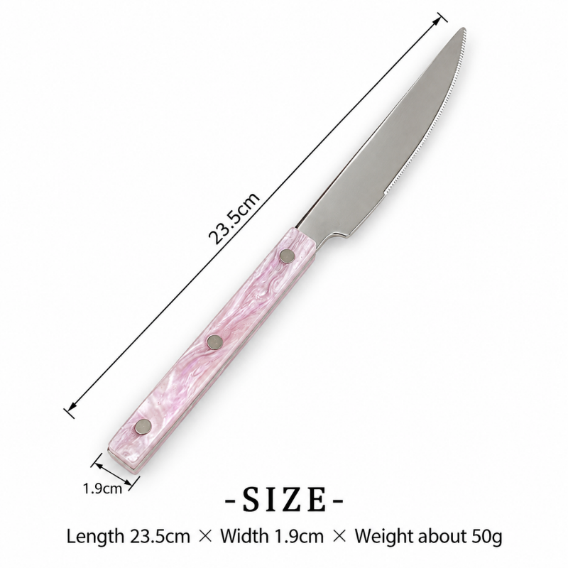 Marbled Handle Flatware - Straight Grips and Round Rivets