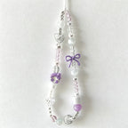 CloudNook Beaded Phone Wrist Strap-Purple House Bow Design