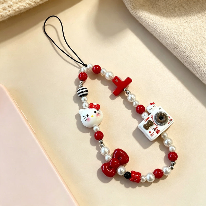 CouldNook Camera Cat Beaded Phone Charm - Loop Cord Attachment