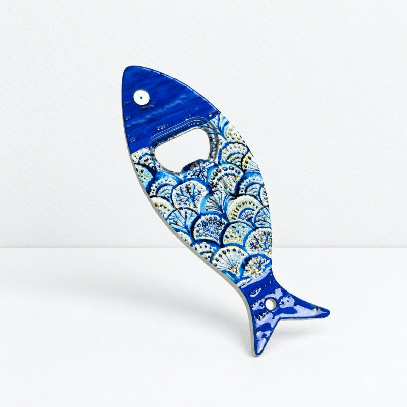 CouldNook Fish Bottle Opener Magnet - Patterned Metal Detail