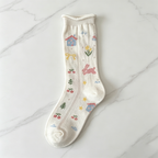 CouldNook Floral Embroidered Crew Socks - Soft Shoe Accent