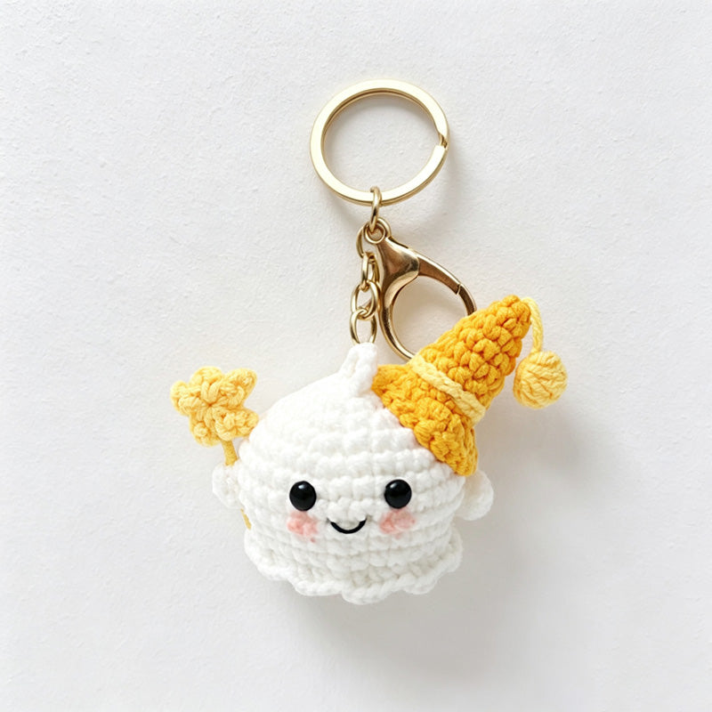 CouldNook Yarn Ghost Doll Keychain - Hat and Clasp Variations