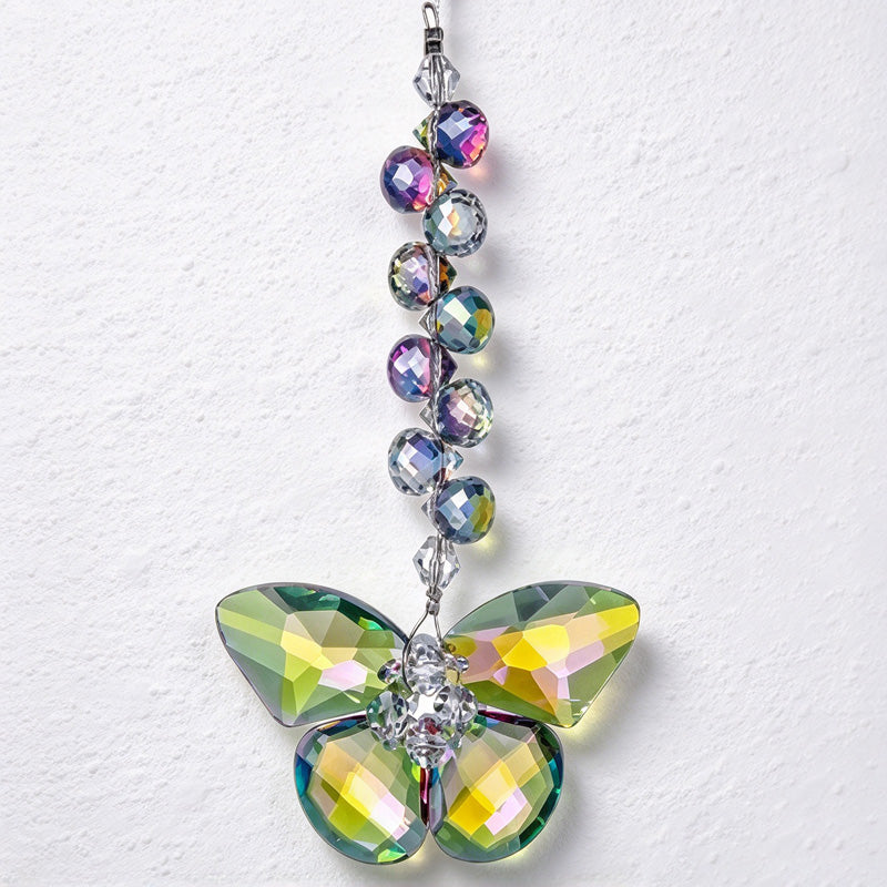 CouldNook Faceted Butterfly Suncatcher - Spiral Beads And Suspended Wings