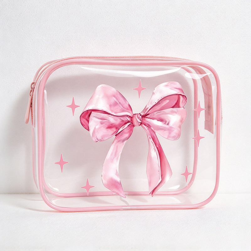 CouldNook Clear Bow Makeup Bag - Printed Ribbons And Matching Trim