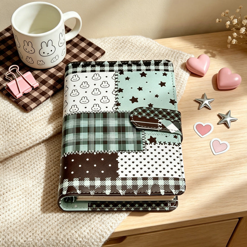 CouldNook Gingham Patchwork Ring Binder - A6 Refillable Journal