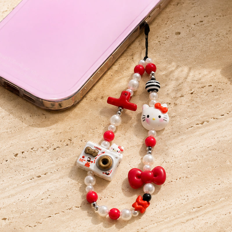 CouldNook Camera Cat Beaded Phone Charm - Loop Cord Attachment