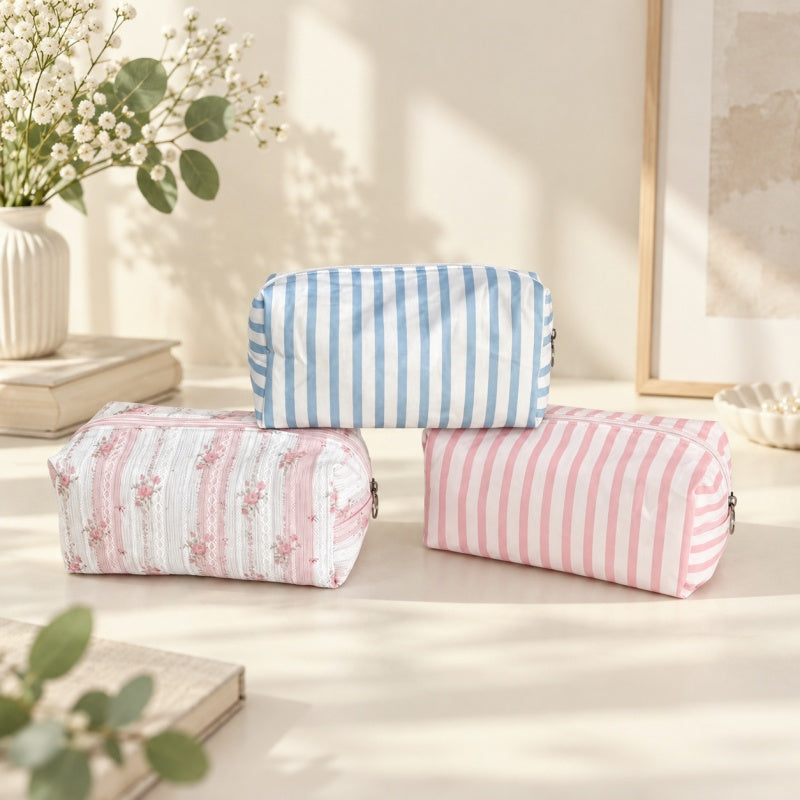 CouldNook Striped Makeup Pouch - Ring Zipper Pull