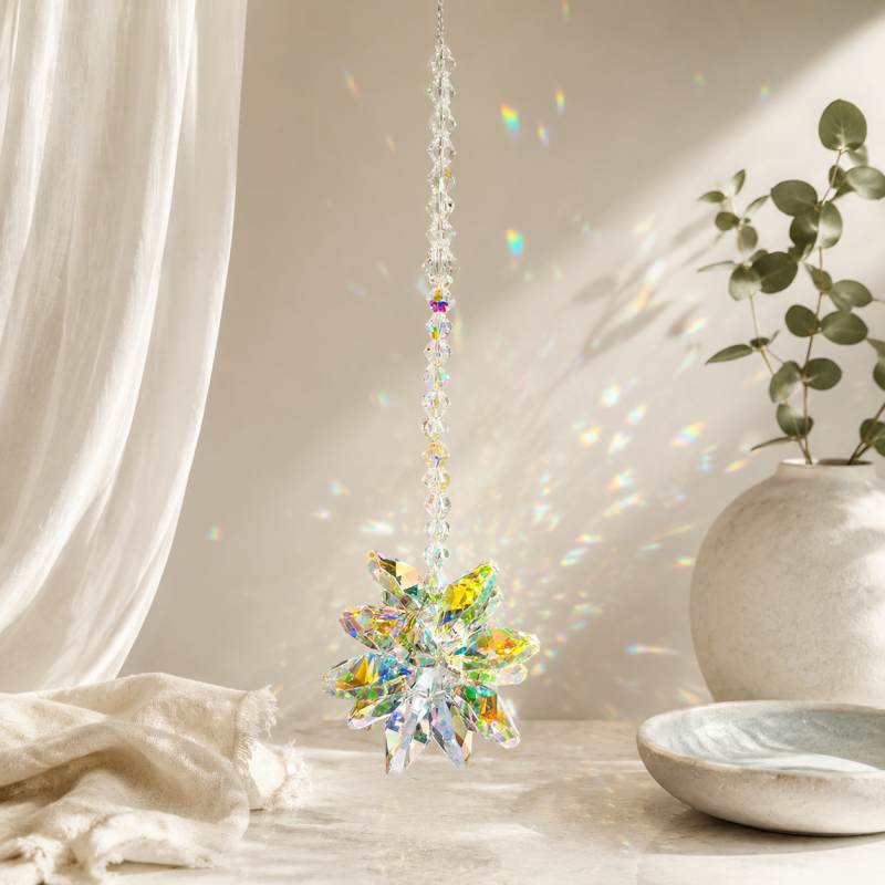 CouldNook Crystal Prism Suncatcher Ornament - Snowflake and Heart Shapes