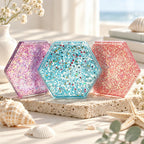 CouldNook Glitter Resin Coaster - Hexagonal Outline and Sparkling Inclusions