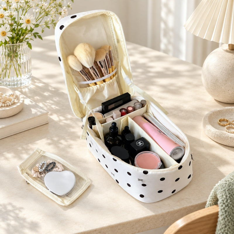 CouldNook Divided Makeup Case - Polka Dot Exterior