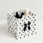 CouldNook Polka Dot Quilted Storage Bin Square Bow‑Decorated Desktop Organizer