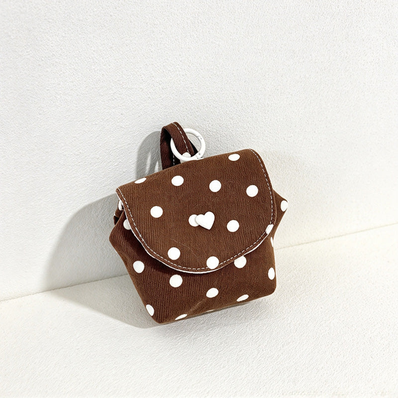 CouldNook Polka Dot Flap Makeup Pouch - Heart Fastener And Top Ring