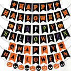 CouldNook Halloween Banner Garland‑Pumpkin Skull Party Decor Bunting