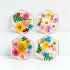 CouldNook Pressed Flower Coaster - Hexagonal Shape and Botanical Details