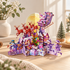 CouldNook Christmas Pop-Up Card - Purple Village and Flying Reindeer Scene