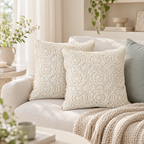 CouldNook Crochet Floral Cushion Cover - Openwork Medallions And Cotton Texture