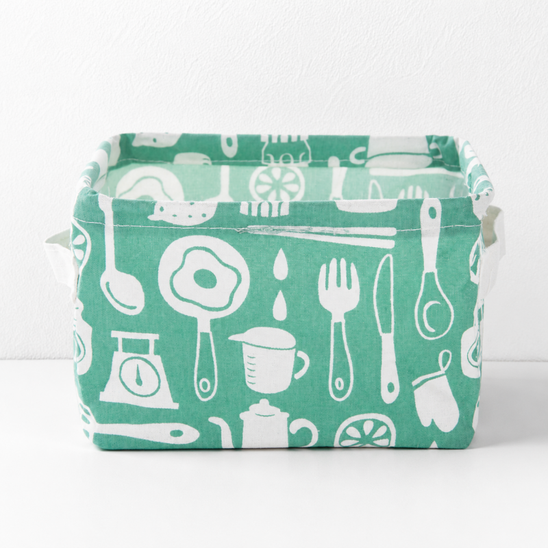 CouldNook Compact Fabric Storage Basket - Printed Side-Handle Organizer