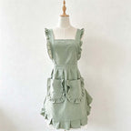 CouldNook Ruffled Cross-Back Apron - Four Solid Colors Collection