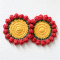 CouldNook Flower Coaster - Crocheted Yellow Center and Raised Bud Border