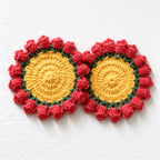 CouldNook Flower Coaster - Crocheted Yellow Center and Raised Bud Border