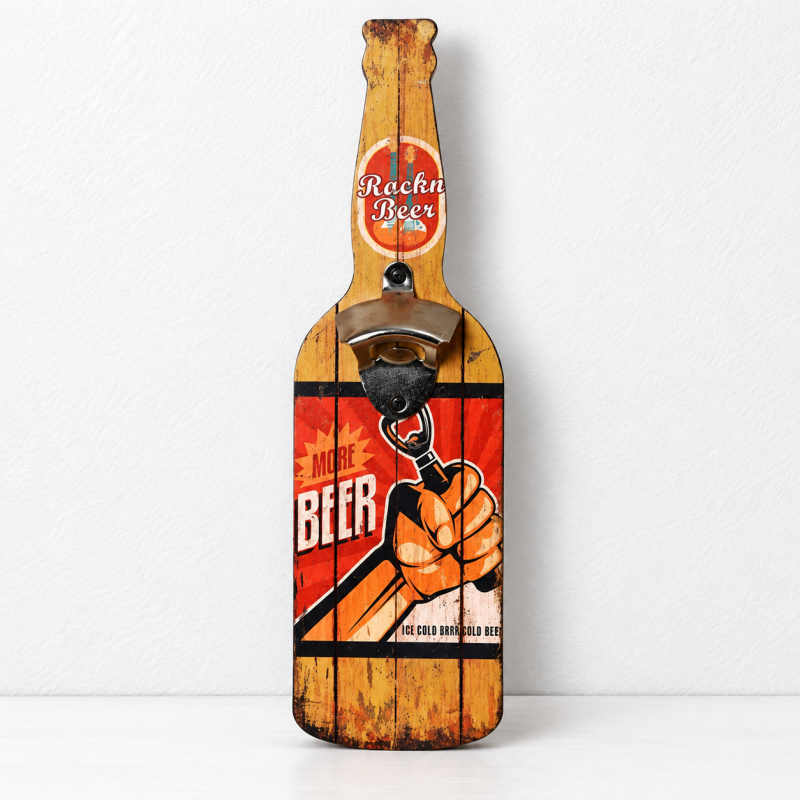 CouldNook Wall Mounted Bottle Opener - Bottle Silhouette And Printed Backing