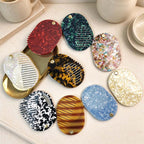 CouldNook Oval Mirror Comb - Patterned Acetate and Gold-tone Swivel Pivot