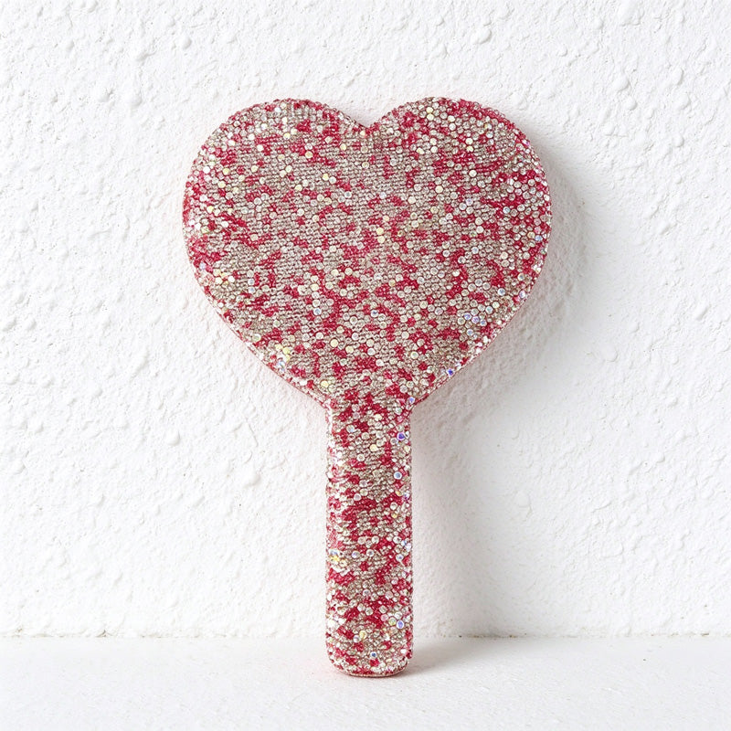 Rhinestone Hand Mirror in Round Heart and Square Designs