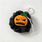 CouldNook Pumpkin Bath Pouf - Jack-O-Lantern Face And Hanging Cord
