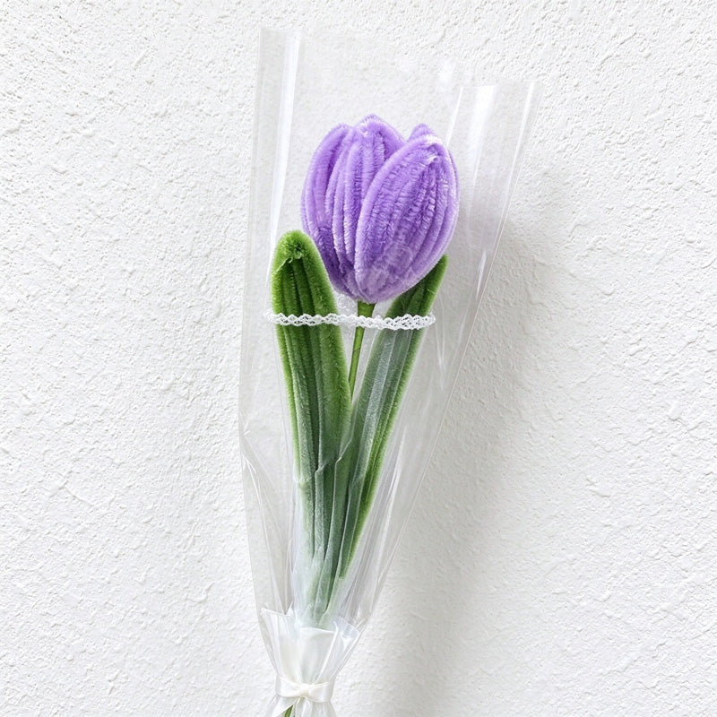 Artificial Tulip Bouquet with Pearl-Trim Wrapping