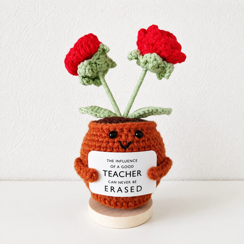 CouldNook Yarn Plant Pot Ornament - Wooden Display Base