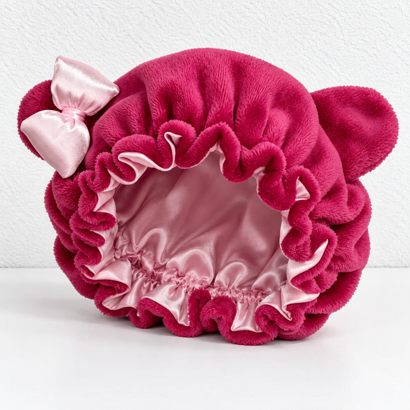 CouldNook Bear Ear Sleep Bonnet - Ruffled Bow Detail