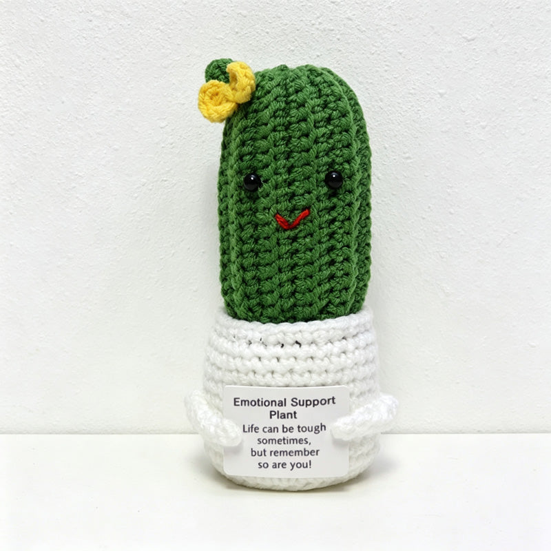 CouldNook Yarn Cactus Doll Planter - Bow Character Designs
