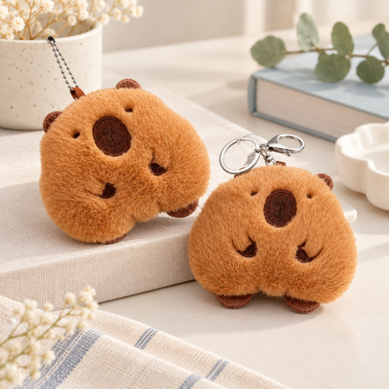 CouldNook Plush Capybara Charm - Rounded Shape and Squeaking Character Detail