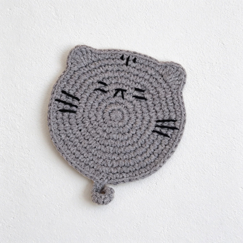 CouldNook Yarn Cat Head Coaster - Four Face Colors