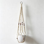 CouldNook Knotted Plant Hanger - Beaded Hanging Pot Holder (0731谭琪-MK2BLCR6H13HOB159)-OK