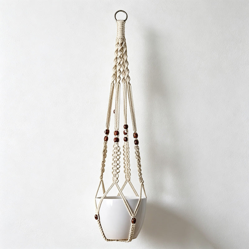 CouldNook Knotted Plant Hanger - Beaded Hanging Pot Holder (0731谭琪-MK2BLCR6H13HOB159)-OK
