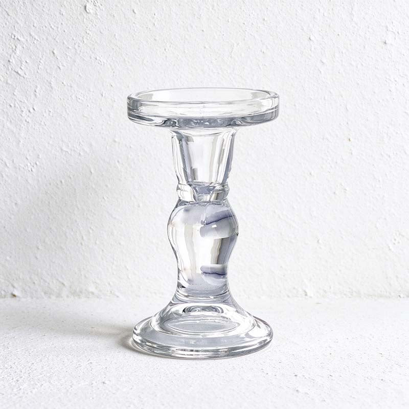 CouldNook Glass Pedestal Candle Holder - Tiered Stem And Separate Candle Options