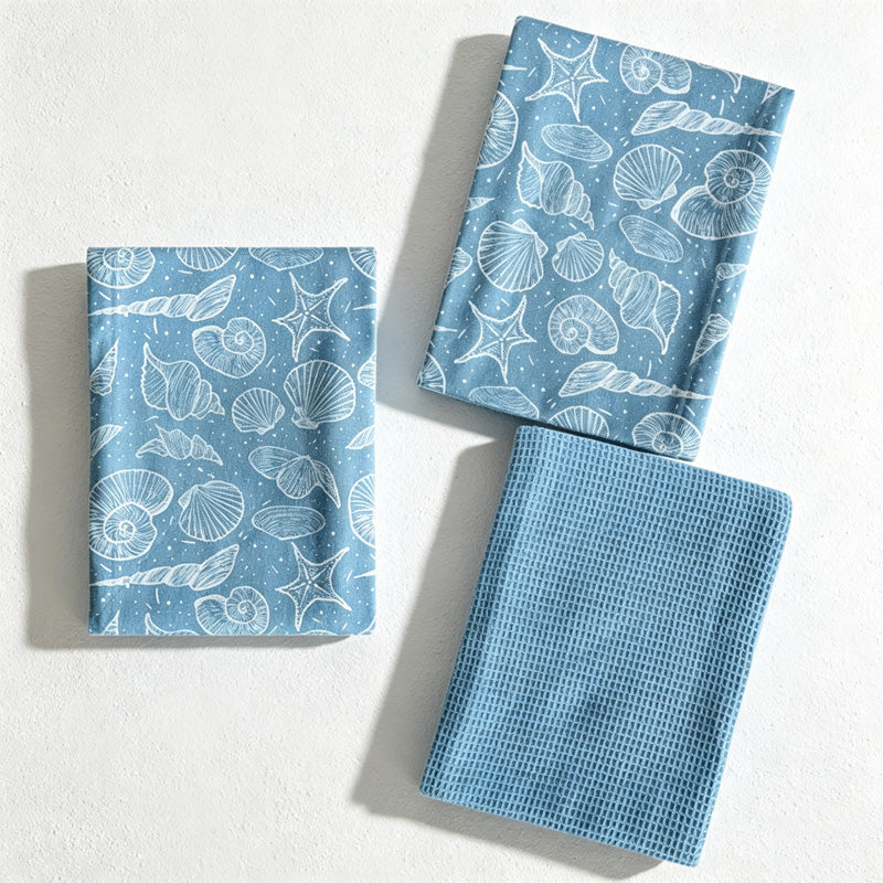 CouldNook Two Piece Tea Towel Set - Print and Waffle Pair
