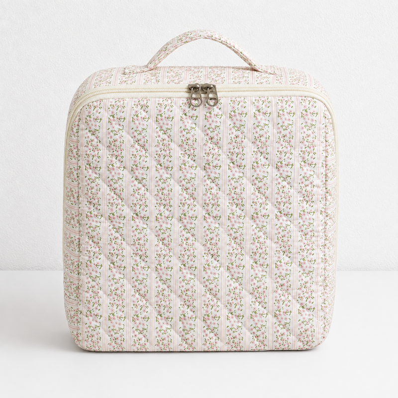 CouldNook Compartment Cosmetic Organizer - Quilted Case and Top Handle