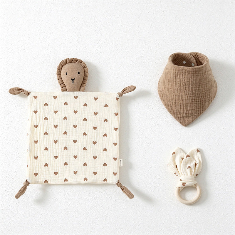 Lion Comfort Cloth and Bib Three-Piece Set