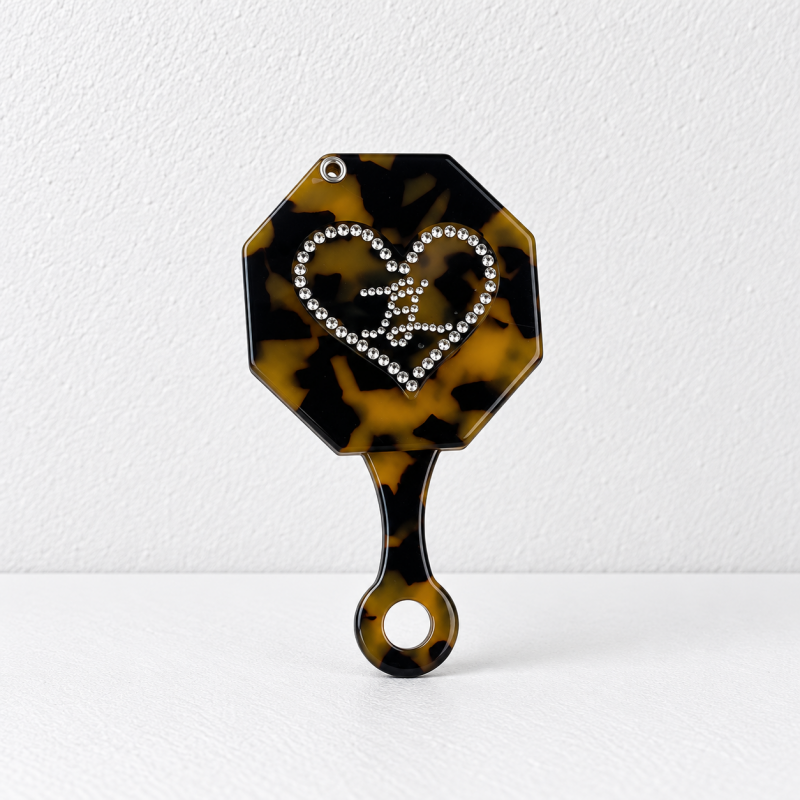 CouldNook Heart-Accent Grooming Accessory - Faceted Detail And Patterned Acetate Body