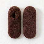 CouldNook Plush Low-Cut House Socks - Fuzzy Exterior And Dotted Soles