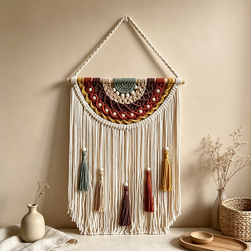 CouldNook Colorful Macrame Wall Hanging - Layered Tassel Design