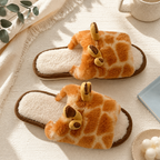CouldNook Giraffe House Slippers - Fuzzy Slides and Raised Ears