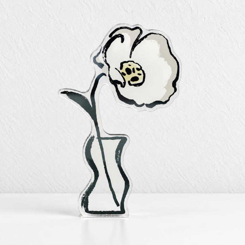 CouldNook Line-Art Flower Memo Stand - Acrylic Vase Silhouette And Clip