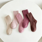 CouldNook Ribbed Solid Kids Socks - Everyday Drawer 5PCS Set
