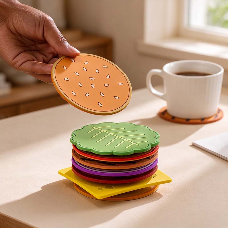 CouldNook Hamburger Coaster Set - Eight Layer Stack